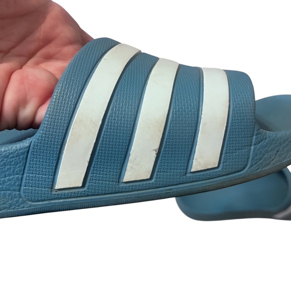 Adidas Women's Blue and White Slip On Sandals Size 6.5 - Picture 7 of 8